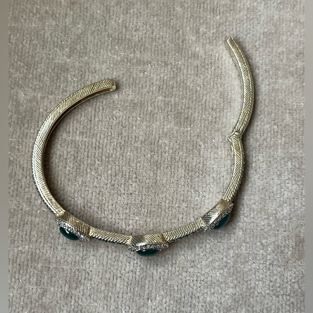 Judith Ripka Chalcedony & Chrome Diopside Gold Clad Sterling Bangle Cuff - Picture 7 of 16